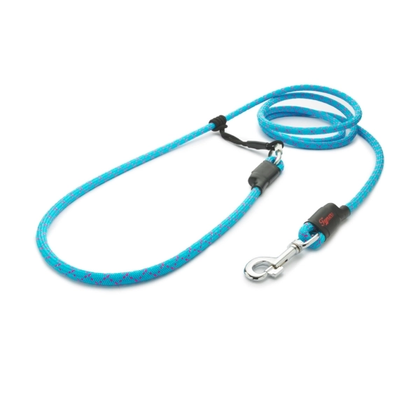 EASYLONG Hundeleine - L - 4m - hellblau mit pinken Stichen